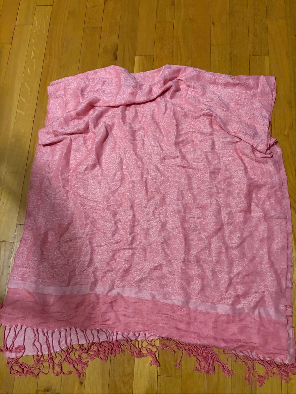 Pashmina Pink Jacquard Fringe Wrap